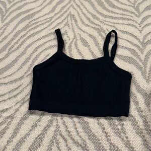 Black Ribbed Crop Top by Molly Green